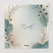 Invitation Dusty Blue Beige Boho Chic foliage wreath Wedding (Dos)