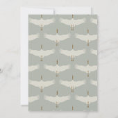 Invitation Dusty Blue Birds Swans Fête des mariées Art Déco (Dos)