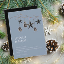 Dusty Blue Black Christmas Stars Pinecones Mariage
