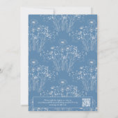Invitation Dusty Blue Blanc Floral QR Code Mariage élégant (Dos)