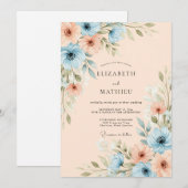 Invitation Dusty Blue Blissful Spring Wedding (Devant / Derrière)