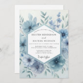 Invitation Dusty Blue Bloom Botanical Wedding (Devant / Derrière)
