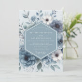 Invitation Dusty Blue Bloom Romance Wedding (Debout devant)