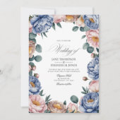 Invitation Dusty Blue, Blush, and Warm Taupe Floral Wedding (Devant)