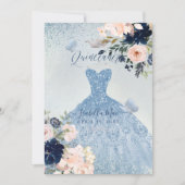 Invitation Dusty Blue+Blush Rose Parties scintillant Gown Qui (Devant)
