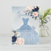 Invitation Dusty Blue+Blush Rose Parties scintillant Gown Qui (Debout devant)