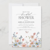 Invitation Dusty Blue Blush rose QR Code Fête des mariées de  (Devant)