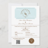 Invitation Dusty Blue Boarding Pass Cosmic Wedding (Devant)