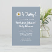 Invitation Dusty Blue Bohemian Daisy Oh Baby Baby shower (Debout devant)