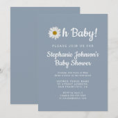 Invitation Dusty Blue Bohemian Daisy Oh Baby Baby shower (Devant / Derrière)