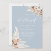 Invitation Dusty Blue Bohemian Floral Mariage (Devant)