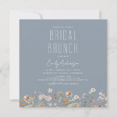 Invitation Dusty Blue Boho Fleur sauvage Bridal Brunch Douche (Devant)