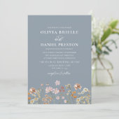 Invitation Dusty Blue Boho Fleur sauvage Rustic Garden Mariag (Debout devant)