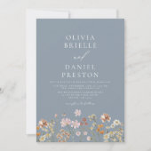 Invitation Dusty Blue Boho Fleur sauvage Rustic Garden Mariag (Devant)