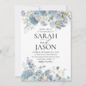 Invitation Dusty Blue Boho Floral Elégant mariage de jardin (Devant)