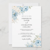 Invitation Dusty Blue Boho Floral Wedding (Devant)
