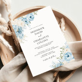 Invitation Dusty Blue Boho Floral Wedding