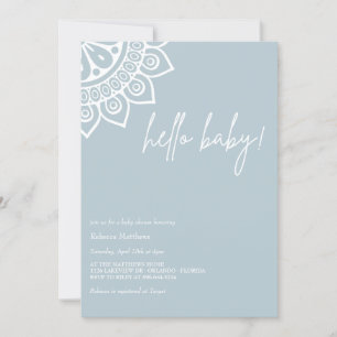 Invitation Dusty Blue   Boho minimaliste   Baby shower garçon