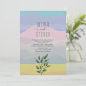 Invitation Dusty Blue Boho Mountain Mariage (Debout devant)