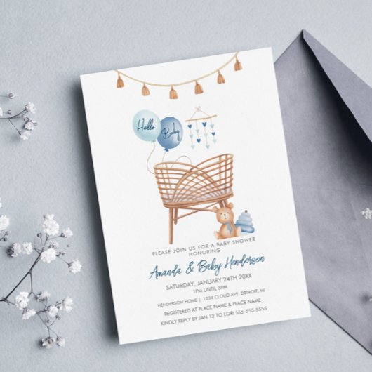 Invitation Dusty Blue Boho Nursery Boho Baby shower