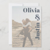 Invitation Dusty blue bold names 2 photos Code Qr mariage (Devant)