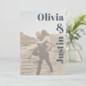 Invitation Dusty blue bold names 2 photos Code Qr mariage (Debout devant)