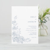 Invitation Dusty Blue Botanical Daisy Garden Wedding (Debout devant)