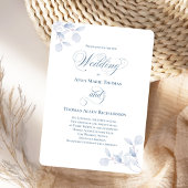 Invitation Dusty Blue Botanical Elegant Script Wedding Invite