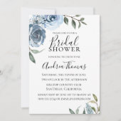 Invitation Dusty Blue Botanical Fête des mariées (Devant)