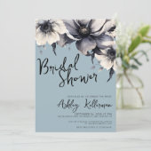 Invitation Dusty Blue Botanical Fête des mariées Party (Debout devant)