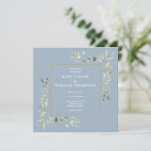 Invitation Dusty Blue Botanical Greenery Mariage photo (Debout devant)