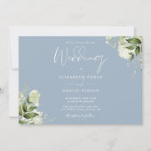 Invitation Dusty Blue Botanical Greenery Mariage photo (Devant)