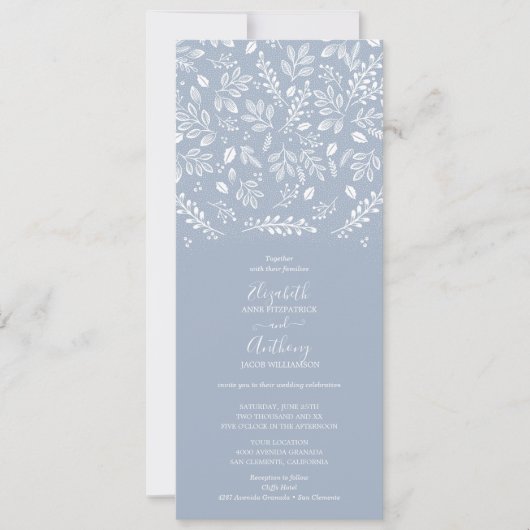 Invitation Dusty Blue Botanical Mariage (Devant)