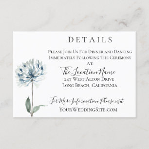 Invitation Dusty Blue Botanical Mariage Details
