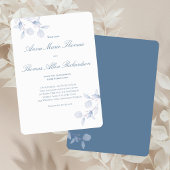 Invitation Dusty Blue Botanical Modern Script Wedding Invite