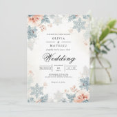 Invitation Dusty Blue Botanical Snowflake Mariage (Debout devant)
