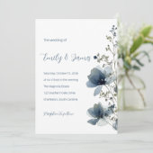 Invitation Dusty Blue Botanical Wedding (Debout devant)