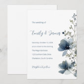 Invitation Dusty Blue Botanical Wedding (Devant / Derrière)