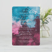 Invitation Dusty Blue Bourgogne Alcool Ink Bachelorette Party (Debout devant)