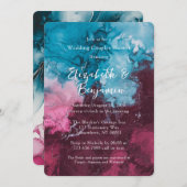 Invitation Dusty Blue Bourgogne Alcool Mariage Couples Douche (Devant / Derrière)