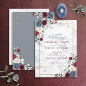 Invitation Dusty Blue Bourgogne Blush Gold FlorMariage