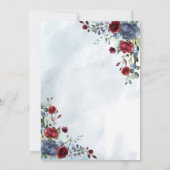 Invitation Dusty Blue Bourgogne Floral Aquarelle Script Invit (Dos)