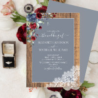 Dusty Blue Bourgogne Mariage de script en dentelle