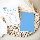 Invitation Dusty Blue Bow Bucket List Fête des mariées Jeu