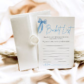 Invitation Dusty Blue Bow Bucket List Fête des mariées Jeu