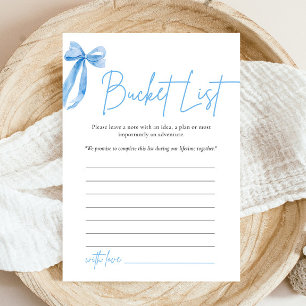 Invitation Dusty Blue Bow Bucket List Fête des mariées Jeu