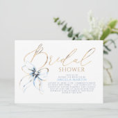Invitation Dusty Blue Bow Elegant Romantic Bridal Shower (Debout devant)