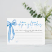 Invitation Dusty Blue Bow Fête des mariées Date Night Ideas J (Debout devant)