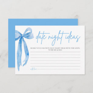 Invitation Dusty Blue Bow Fête des mariées Date Night Ideas J