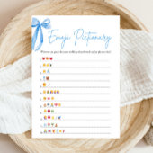 Invitation Dusty Blue Bow Fête des mariées Emoji Pictionary J